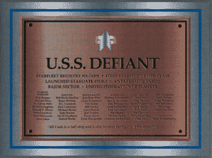 The Defiant plaque.