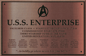 The Enterprise-B plaque.