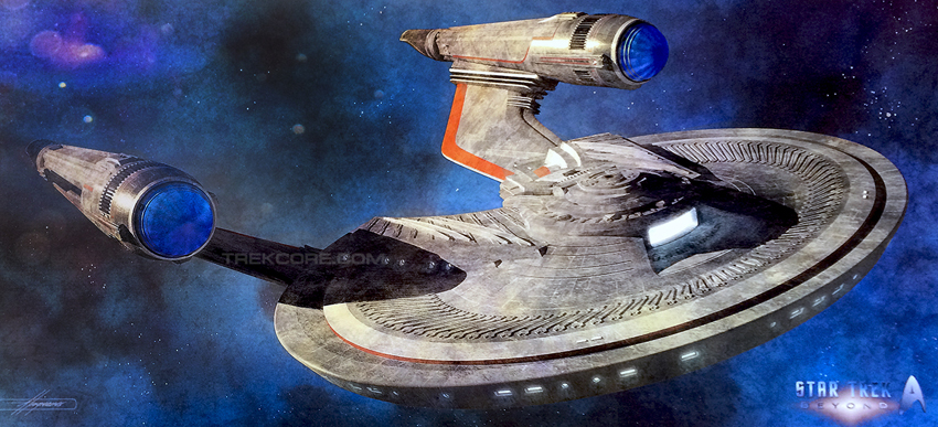 Star Trek QM mini masters model on stand. USS Franklin Starship class no 326 