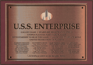 The Enterprise-D plaque.