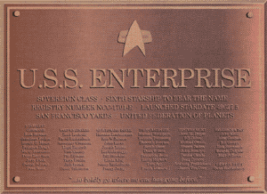 The Enterprise-E plaque.